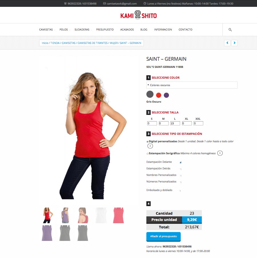 NUEVA WEB SHOP KAMISHITO PRESUPUESTO