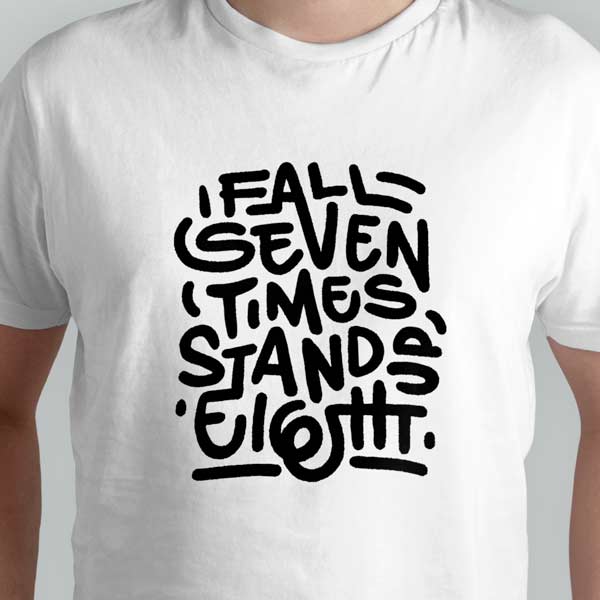 Camisetas personalizadas con texto fall seven time