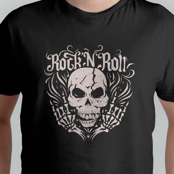 Camiseta personalizadas rock y musica rock & roll calavera